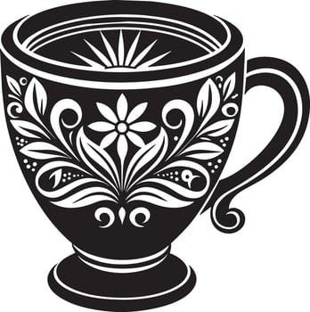 Decorative Cup Illustration black and white vector
