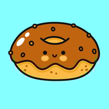 Chocolate Donut character. Hand drawn cartoon kawaii character illustration icon. Isolated on blue background. Chocolate Donut character concept vector