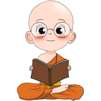 Cute buddhist monk cartoon png