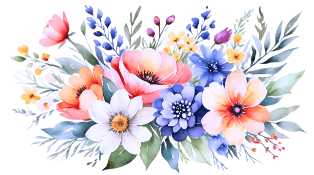 Display the brilliance of color in a perfectly coordinated flower bouquet. png