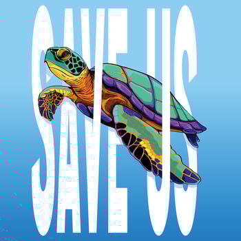 Save Sea Turtle Illustration vector