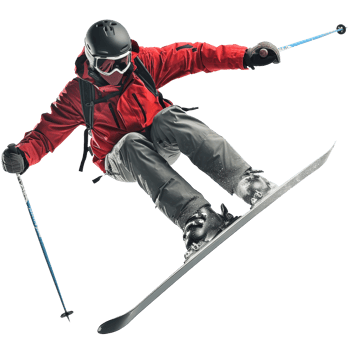 Man snow skiing jumping, transparent background png