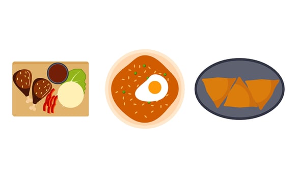 Asian kitchen. A lot of different seafood logo vector