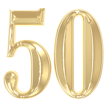 50 Gold Number 3D Rendering png