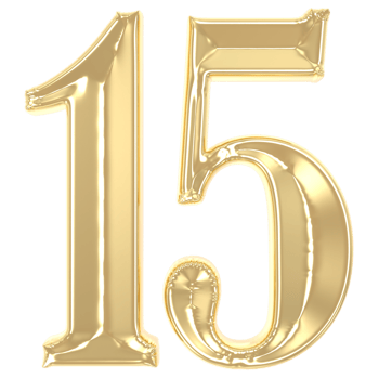 15 Gold Number 3D Rendering png