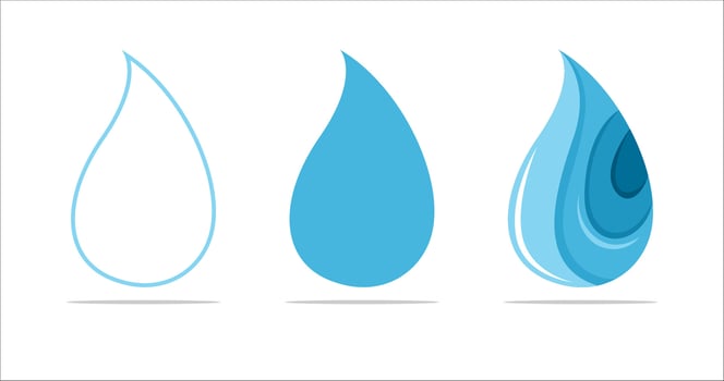 Water drop icon set. Blue and white colors. vector