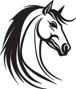 Horse Black Silhouette Icon on White Background. vector