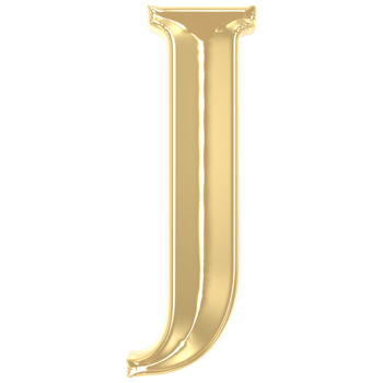 J Font Gold 3D Rendering png