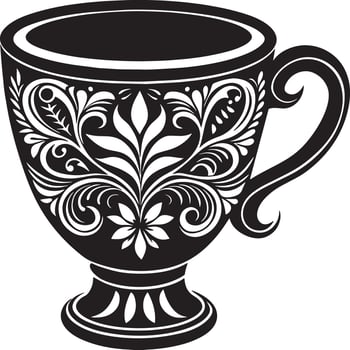 Decorative Coffe cup black and white illustration vector