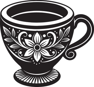 Decorative Coffe cup black and white illustration vector