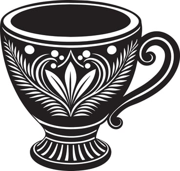 Decorative Coffe cup black and white illustration vector