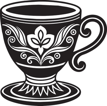 Decorative Coffe cup black and white illustration vector