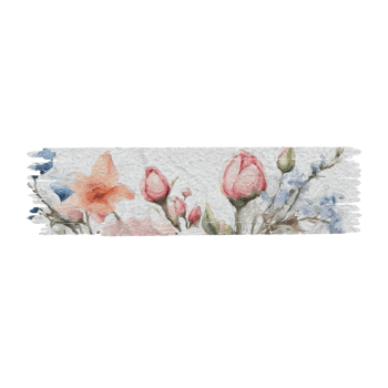 Vintage flowers stickers tape. png