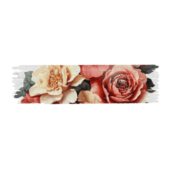 Vintage flowers stickers tape. png