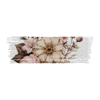 Vintage flowers stickers tape. png