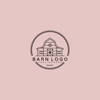 Barn line art logo minimalist symbol illustration design Premium vector