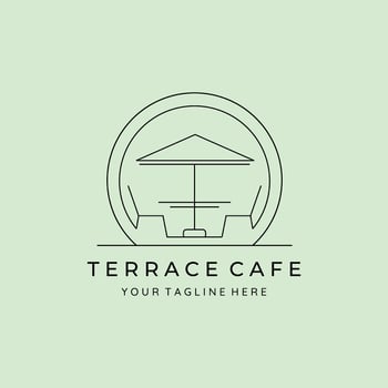 terrace cafe line art minimalist logo illustration design vector