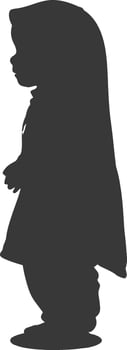 Silhouette muslim little girl black color only vector