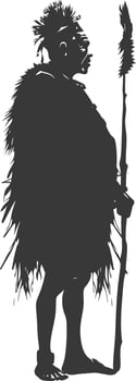 Silhouette native African tribe elderly man black color only vector