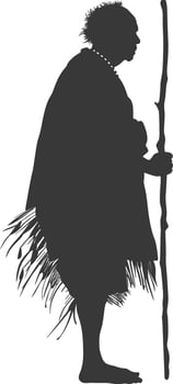 Silhouette native African tribe elderly man black color only vector