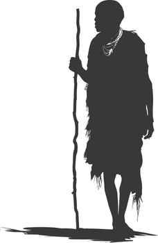 Silhouette native African tribe elderly man black color only vector
