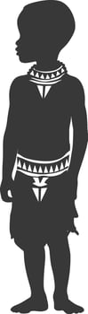 Silhouette native African tribe little boy black color only vector