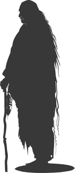 Silhouette native american elderly man black color only vector