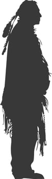 Silhouette native american elderly man black color only vector