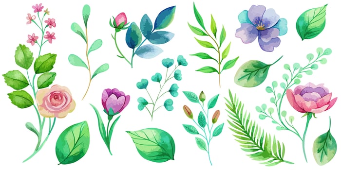 Wild flowers collection. herbs, herbaceous flowering plants, blooming flowers vector