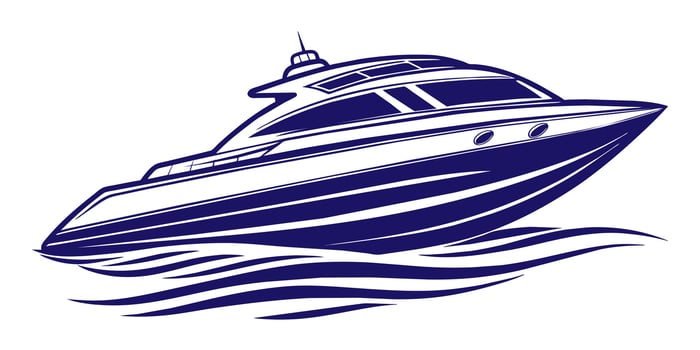 modern super stylish fast yacht speeding on the sea vector