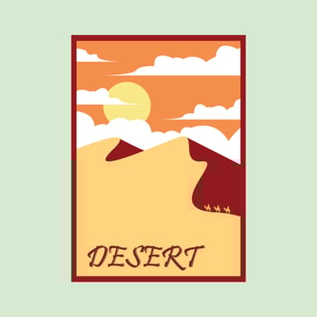 desert landscape view vintage poster illustration design vector