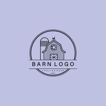 Line art barn minimalist logo symbol illustration design vector
