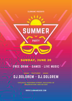 Summer party design poster or flyer night club event vector