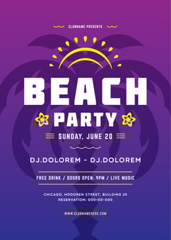 Summer party poster or flyer retro design template. vector