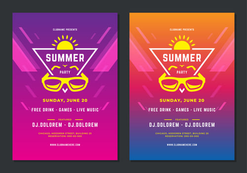 Summer party design poster or flyer night club event vector