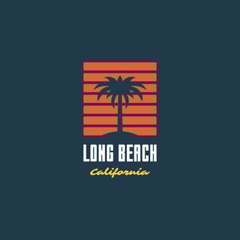 Summer typography slogan and palm on beach silhouette illustration. vector