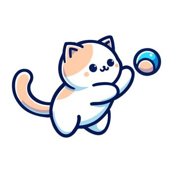 cute cat playing ball icon character png