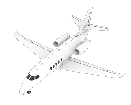 Private airplane isolated on background. 3d rendering - illustration png