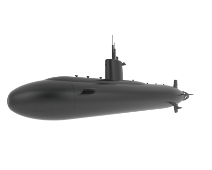 Submarine isolated on background. 3d rendering - illustration png
