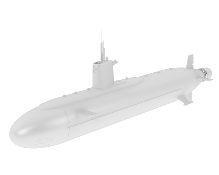 Submarine isolated on background. 3d rendering - illustration png