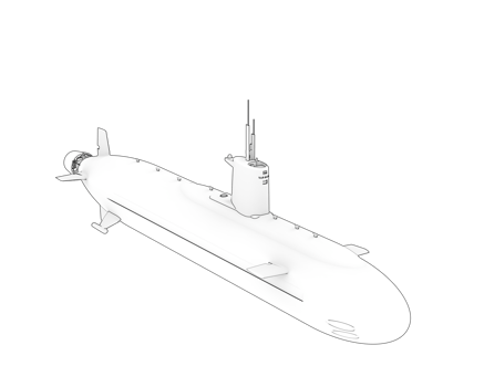 Submarine isolated on background. 3d rendering - illustration png