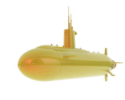 Submarine isolated on background. 3d rendering - illustration png