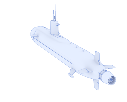 Submarine isolated on background. 3d rendering - illustration png