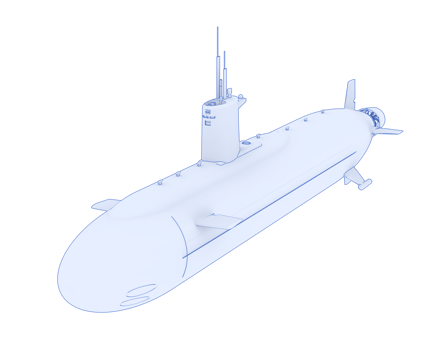 Submarine isolated on background. 3d rendering - illustration png