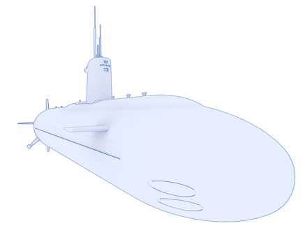 Submarine isolated on background. 3d rendering - illustration png