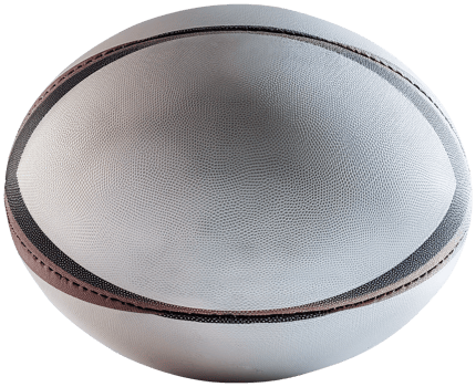 A rugby ball positioned horizontally. Isolated transparent background png