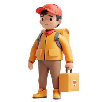 delivery man 3d cartoon icon on transparent background png