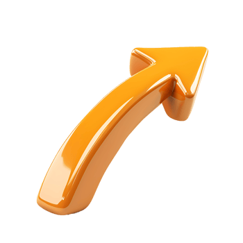 3d illustration of orange rising arrow on transparent background png