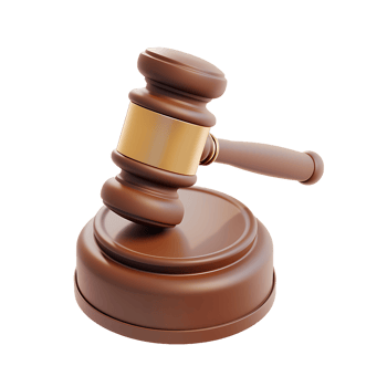 3D cartoon illustration of judge gavel on transparent background png