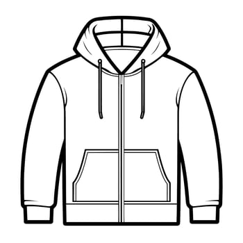 outline of a zip-up hoodie sweatshirt icon. vector